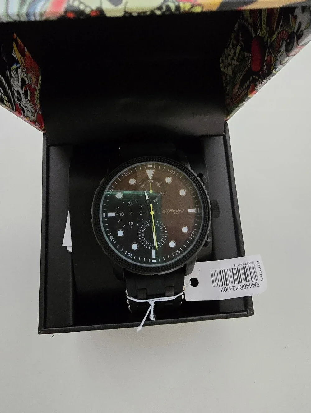 NWT Ed Hardy Men’s Black Silicone Strap Watch 48mm 50444B-42-G02